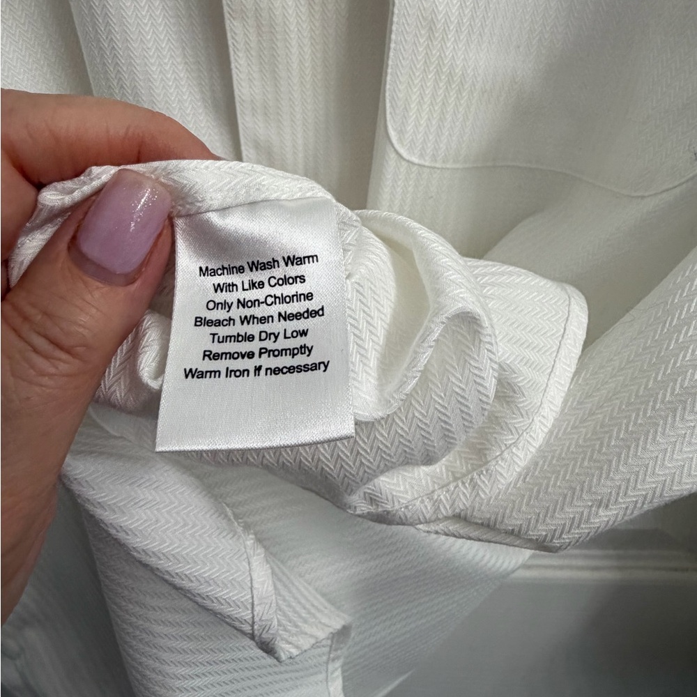 Pronto Uomo Men's White Stripe Non-Iron Dress Shirt 16 32/33 - Picture 4 of 9